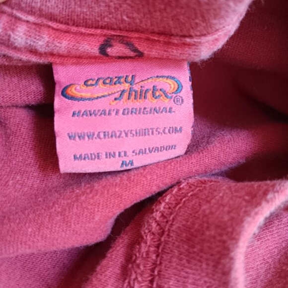 Vintage Medium T-shirt Crazy Shirts Hawaiian Floral Pink Medium Cotton Y2K - Picture 5 of 5